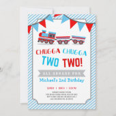Chugga chugga twee treinverjaardagsuitnodiging kaart (Voorkant)