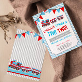 Chugga chugga twee treinverjaardagsuitnodiging kaart