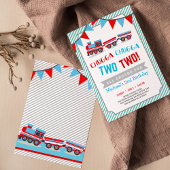 Chugga chugga twee treinverjaardagsuitnodiging kaart