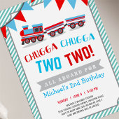 Chugga chugga twee treinverjaardagsuitnodiging kaart