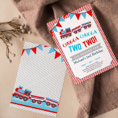 Chugga chugga twee treinverjaardagsuitnodiging kaart