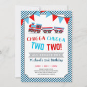 Chugga chugga twee treinverjaardagsuitnodiging kaart (Voorkant)