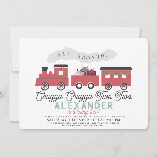 Chugga Chugga Twee Twee Kerstmis Trein 2e Verjaard Kaart (Voorkant)