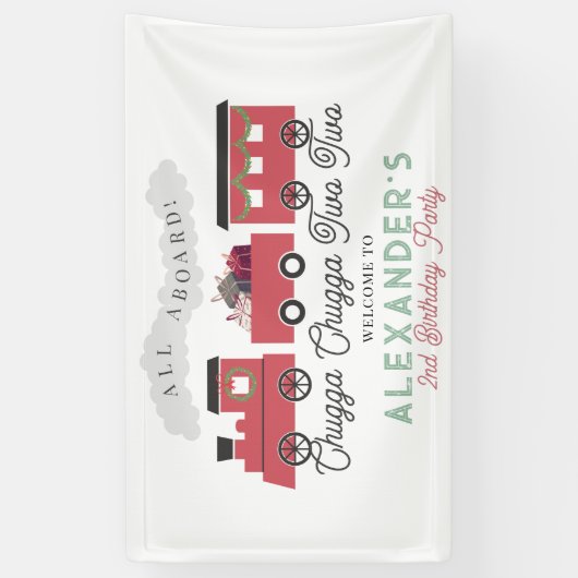 Chugga Chugga Twee Twee Kerstmis Trein 2e Verjaard Spandoek (Verticaal)
