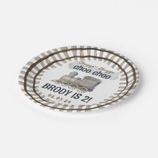 Chugga Chugga Twee Twee Twee 2e Verjaardag Papieren Bordje (Gekanteld)