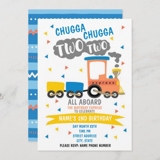 Chugga Chugga Two Party Kaart (Voorkant / Achterkant)