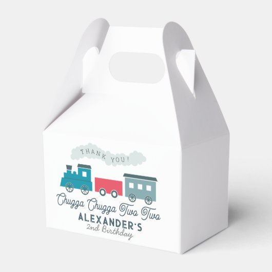 Chugga Chugga Two Train Blue Boy 2de verjaardag Bedankdoosjes (Voorkant Zijde)