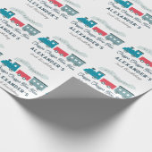 Chugga Chugga Two Train Blue Boy 2de verjaardag Cadeaupapier (Hoek)