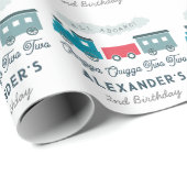 Chugga Chugga Two Train Blue Boy 2de verjaardag Cadeaupapier (Rol Hoek)