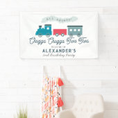 Chugga Chugga Two Train Blue Boy 2de verjaardag Spandoek (Insitu)