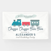 Chugga Chugga Two Train Blue Boy 2de verjaardag Spandoek (Horizontaal)