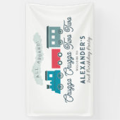 Chugga Chugga Two Train Blue Boy 2de verjaardag Spandoek (Verticaal)