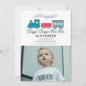 Chugga Chugga Two Train Boy 2de verjaardag Foto Kaart (Voorkant)