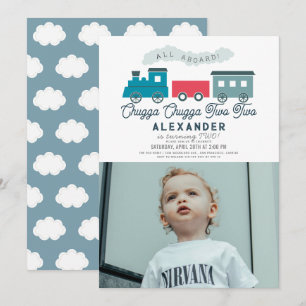 Chugga Chugga Two Train Boy 2de verjaardag Foto Kaart