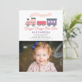 Chugga Chugga Two Train Girl 2e verjaardag Foto Kaart (Staand voorkant)
