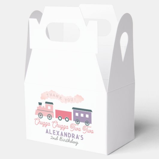 Chugga Chugga Two Train Pink Girl 2e verjaardag Bedankdoosjes (Geopend)