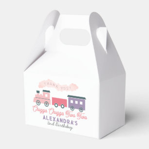 Chugga Chugga Two Train Pink Girl 2e verjaardag Bedankdoosjes