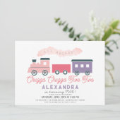 Chugga Chugga Two Train Pink Girl 2e verjaardag Kaart (Staand voorkant)