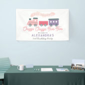 Chugga Chugga Two Train Pink Girl 2e verjaardag Spandoek (Beurs)