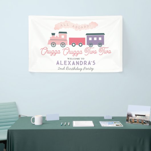 Chugga Chugga Two Train Pink Girl 2e verjaardag Spandoek (Beurs)