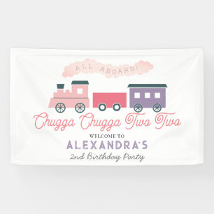 Chugga Chugga Two Train Pink Girl 2e verjaardag Spandoek