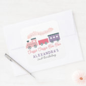 Chugga Chugga Two Train Pink Girl 2e verjaardag Vierkante Sticker (Envelop)