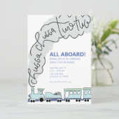 Chugga Chugga Two Train Second Birthday Party Kaart (Staand voorkant)