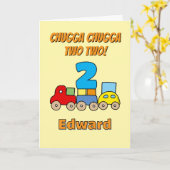 Chugga Chugga Two Two 2de verjaardagstrein Kaart (Gele Bloem)