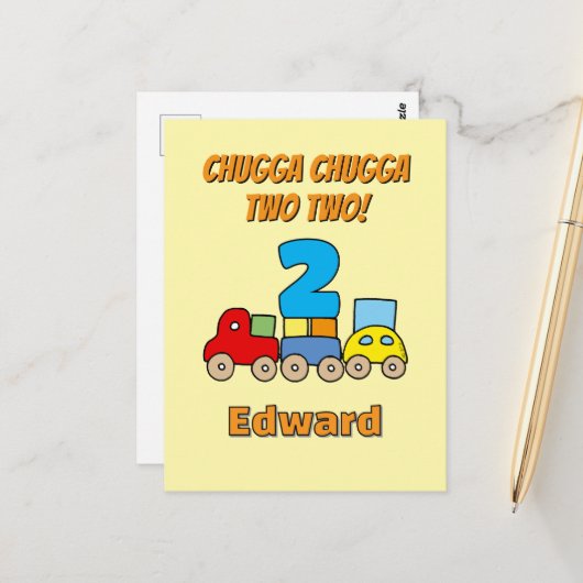 Chugga Chugga Two Two 2e Verjaardagstrein Briefkaart (Voorkant / Achterkant in situ)