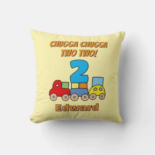 Chugga Chugga Two Two 2e Verjaardagstrein Kussen (Voorkant)