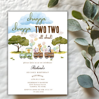 Chugga Chugga Two Two Animals Train 2nd Birthday  Kaart