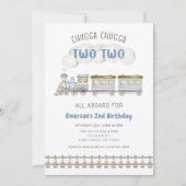 Chugga Chugga Two Two Train Second Birthday Invite Kaart (Voorkant)