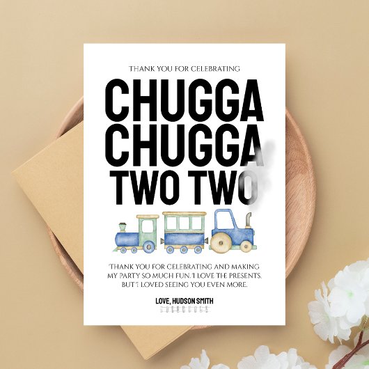 Chugga Chugga Two Two | Trein Kinderen Verjaardag Bedankkaart
