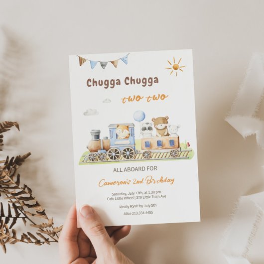 Chugga Chugga Two Two Verjaardag Trein Uitnodiging