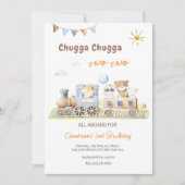 Chugga Chugga Two Two Verjaardag Trein Uitnodiging (Voorkant)