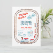 Chugga Trein Choo Jongen Rood Blauw Verjaardagsrai Kaart (Staand voorkant)