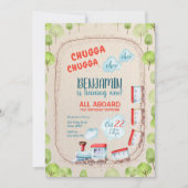 Chugga Trein Choo Jongen Rood Blauw Verjaardagsrai Kaart (Voorkant)