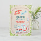 Chugga Trein Choo Jongen Rood Blauw Verjaardagsrai Kaart (Staand voorkant)