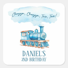 Chugga Twee Choo Choo Trein 2e verjaardagsfeestje Vierkante Sticker