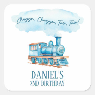 Chugga Twee Choo Choo Trein 2e verjaardagsfeestje Vierkante Sticker