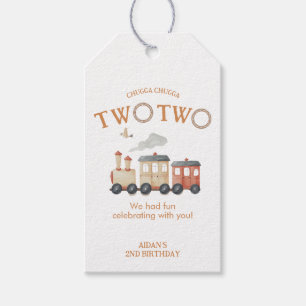Chugga twee trein tweede verjaardag cadeaulabel