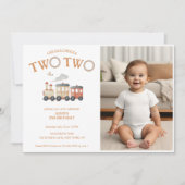 Chugga twee trein tweede verjaardag foto kaart (Voorkant)