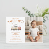 Chugga twee trein tweede verjaardag foto kaart (Staand voorkant)