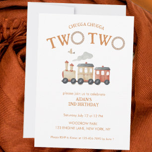 Chugga twee trein tweede verjaardag kaart