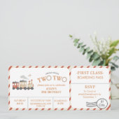 Chugga twee treinkaartjes tweede verjaardag kaart (Staand voorkant)