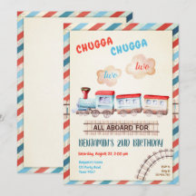 Chugga Two Train Choo Boy Red Blue 2nd Birthday
