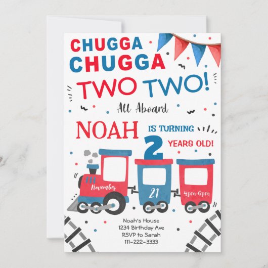 Chugga Two Two Trein 2e Verjaardagsuitnodiging Kaart (Voorkant)