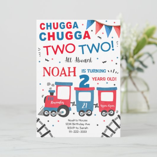 Chugga Two Two Trein 2e Verjaardagsuitnodiging Kaart (Staand voorkant)
