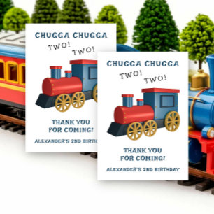Chugga Two Two Trein Tweede Verjaardag Bedankkaart