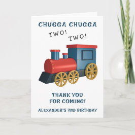 Chugga Two Two Trein Tweede Verjaardag Bedankkaart